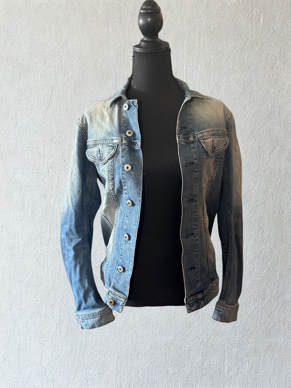 Diesel Two-Tone Washed Blue Denim Trucker Jacket